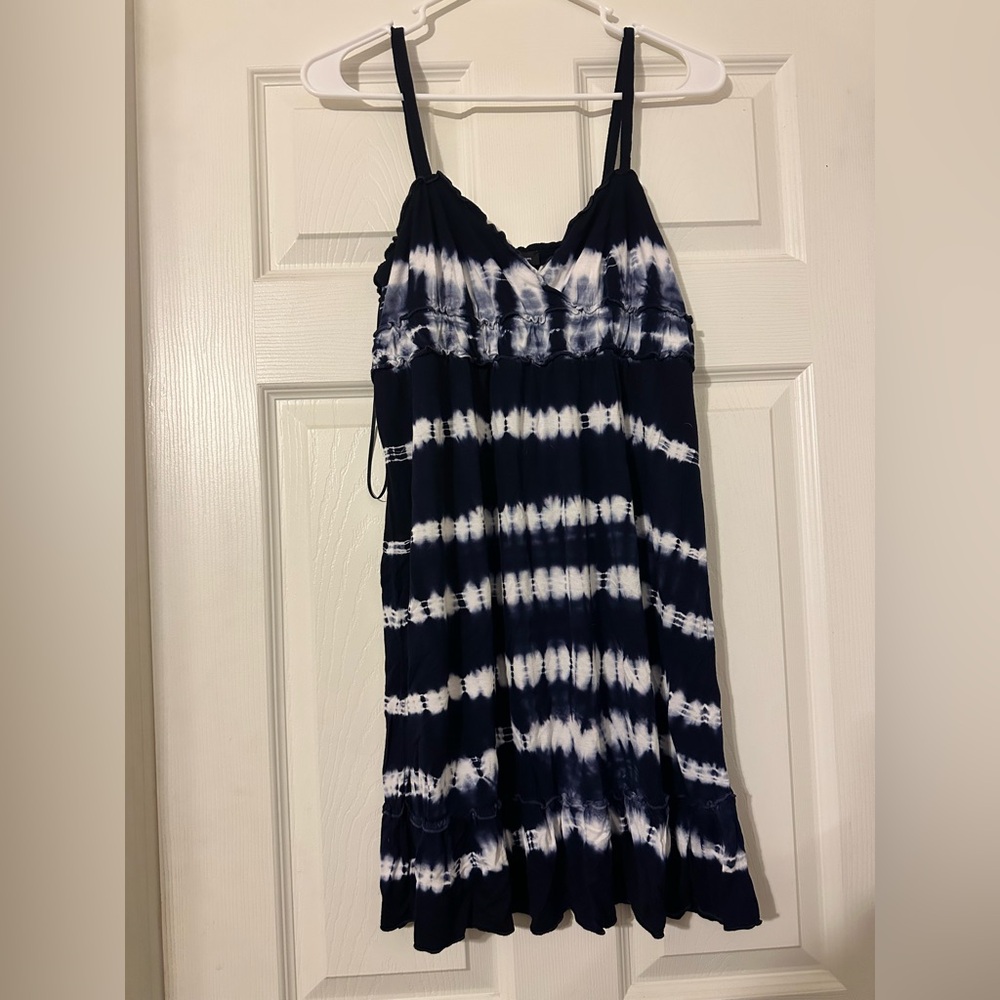 INC International Concepts Navy and White Tie-Dye Dress